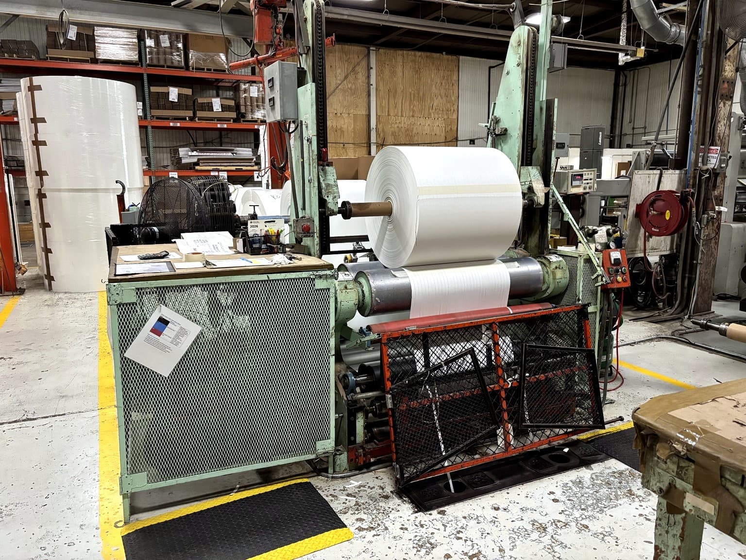 Paper slitting equipment running at Paper Dimensions in Beaver Dam, Wisconsin