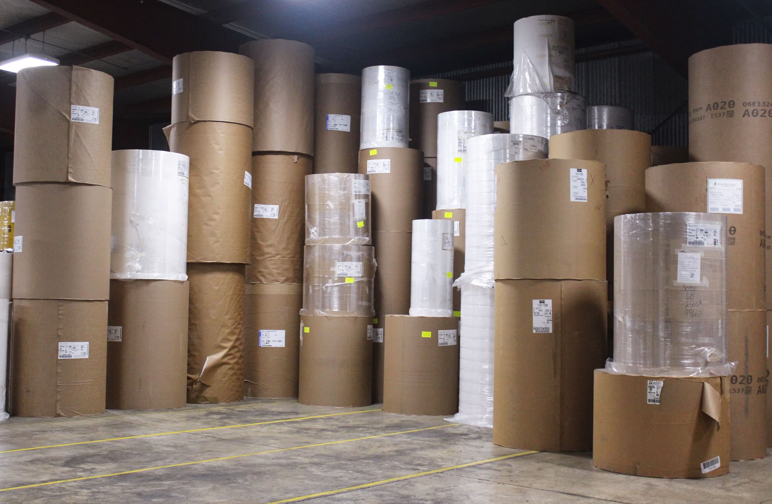 Parent paper rolls stored in the Paper Dimensions warehouse